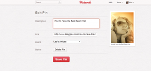 Edit your Pinterest Pin Dialogue Box