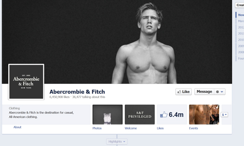 Abercrombie and Fitch Facebook Page
