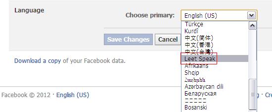 Change Language Settings on Facebook