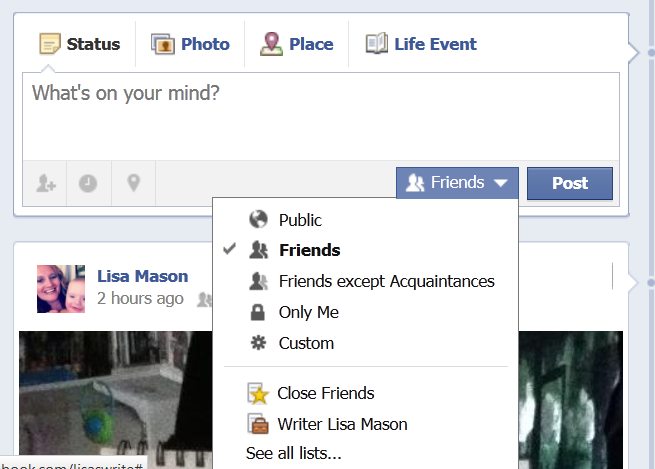 facebook privacy Facebook status settings