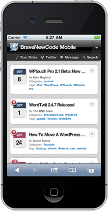 WPtouch on a Smartphone