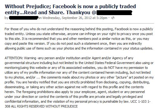 Facebook Legal Notice Hoax