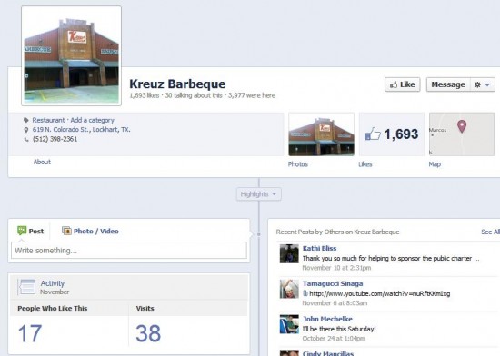 Kreuz Barbeque Facebook Page
