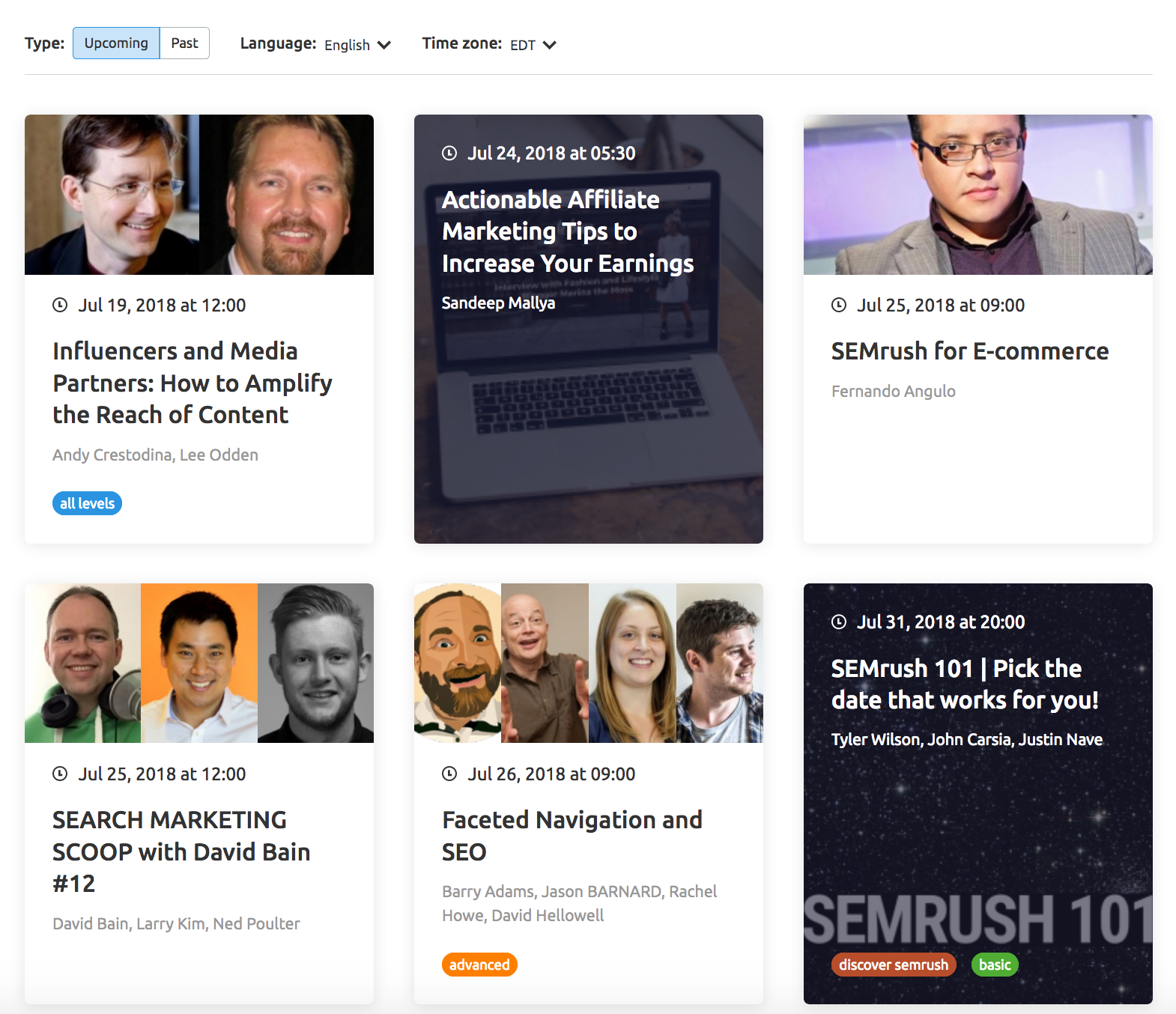 SEMrush webinars